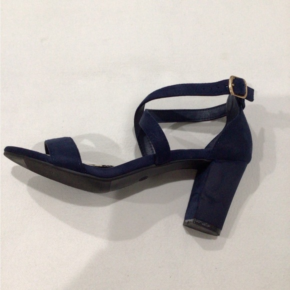 Trary Sexy Suede Navy Blue Heels with Sparkly Straps Women’s Size 8 - Picture 2 of 6